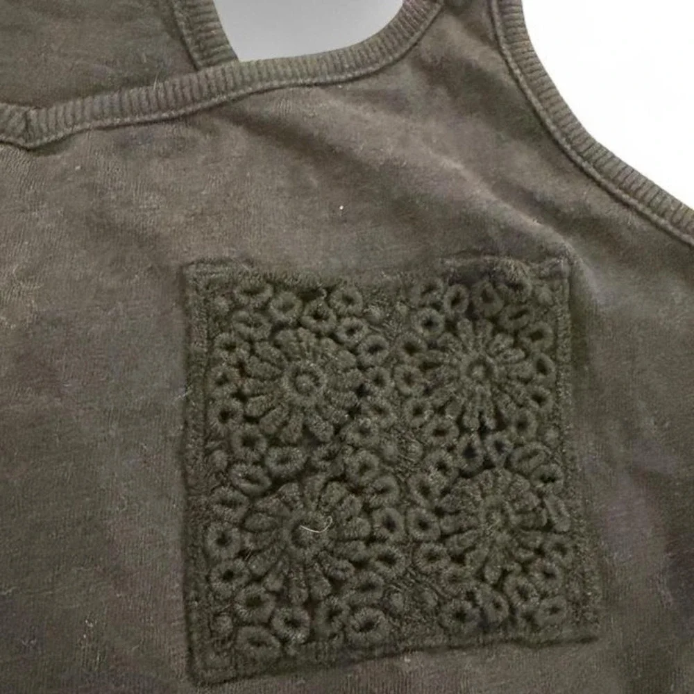 Justice Girls Black Racerback Tank Top Crochet Pocket Size 12/14 Women Small